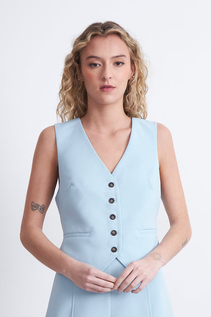 Gilet Básico Ajustable Celeste