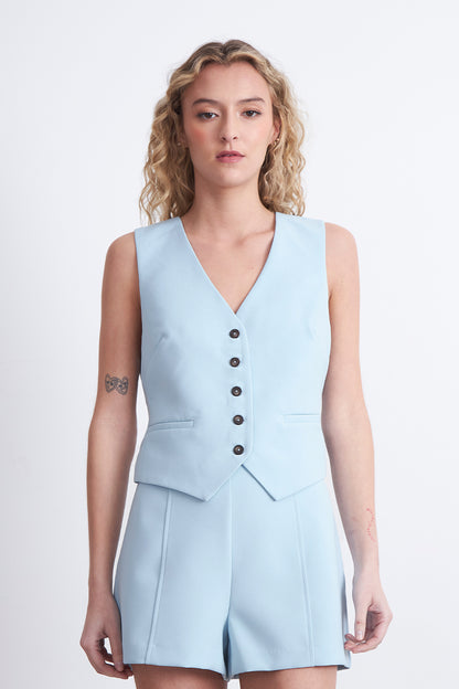 Gilet Básico Ajustable Celeste