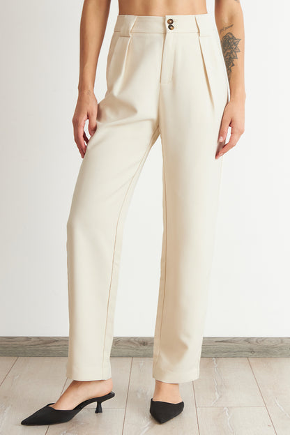 Pantalón Recto Con Pinza Blanco