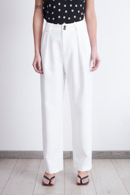 Pantalón Recto Con Pinza Blanco