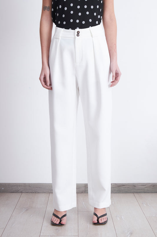 Pantalón Recto Con Pinza Blanco