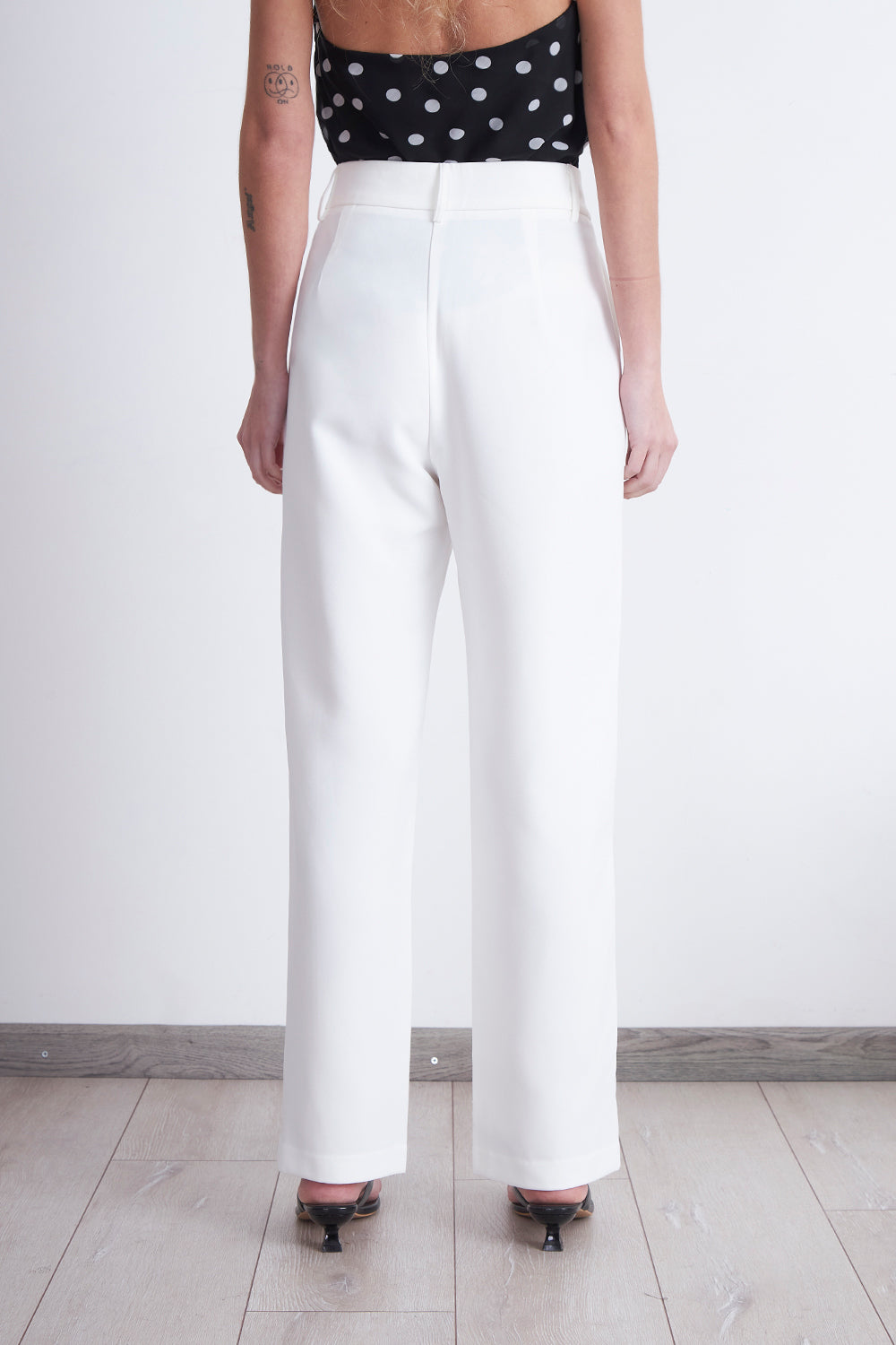 Pantalón Recto Con Pinza Blanco