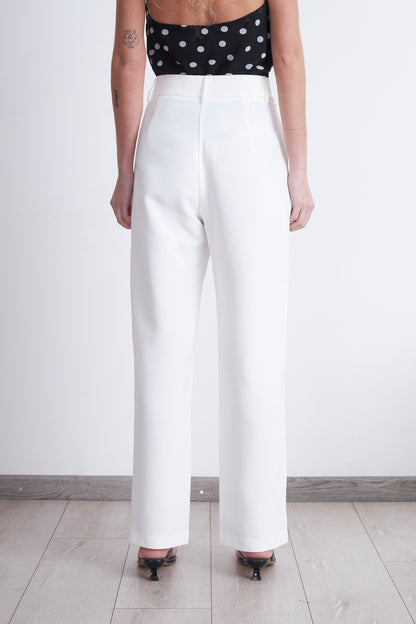 Pantalón Recto Con Pinza Blanco