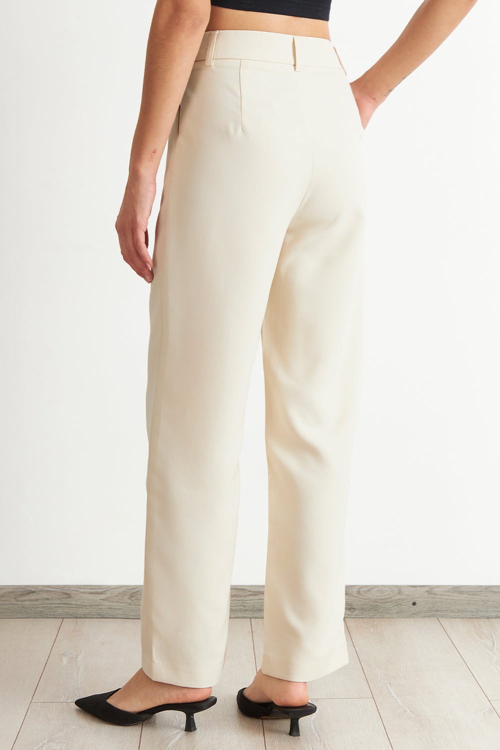Pantalón Recto Con Pinza Blanco