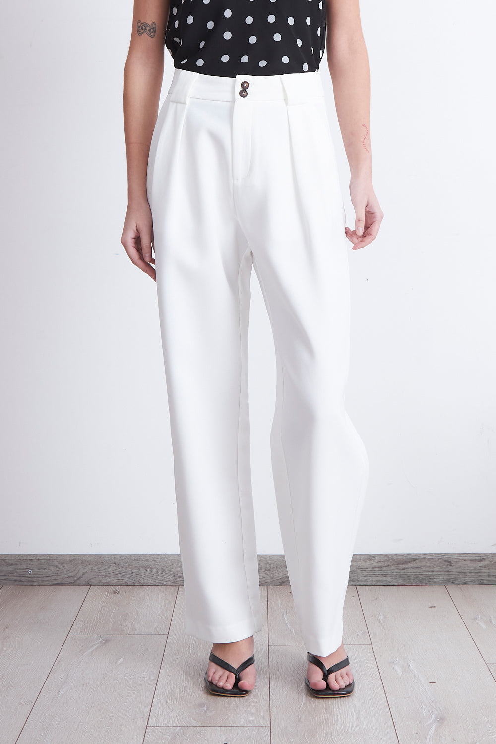 Pantalón Recto Con Pinza Blanco