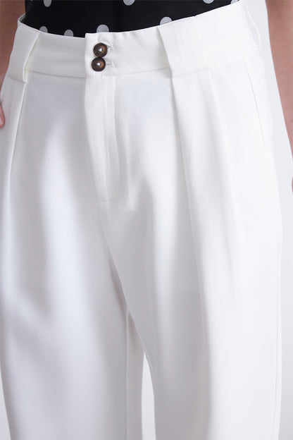 Pantalón Recto Con Pinza Blanco