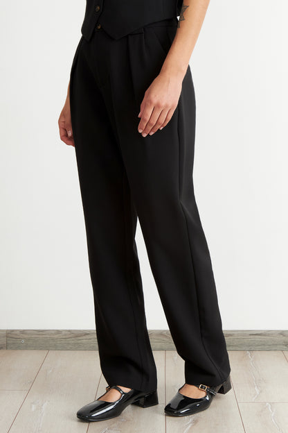 Pantalón Recto Con Pinza Negro