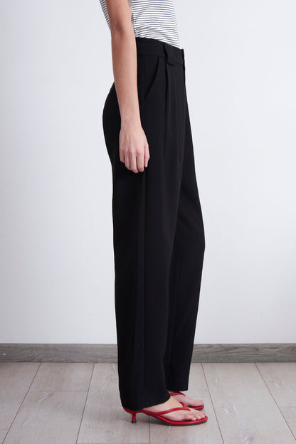 Pantalón Recto Con Pinza Negro