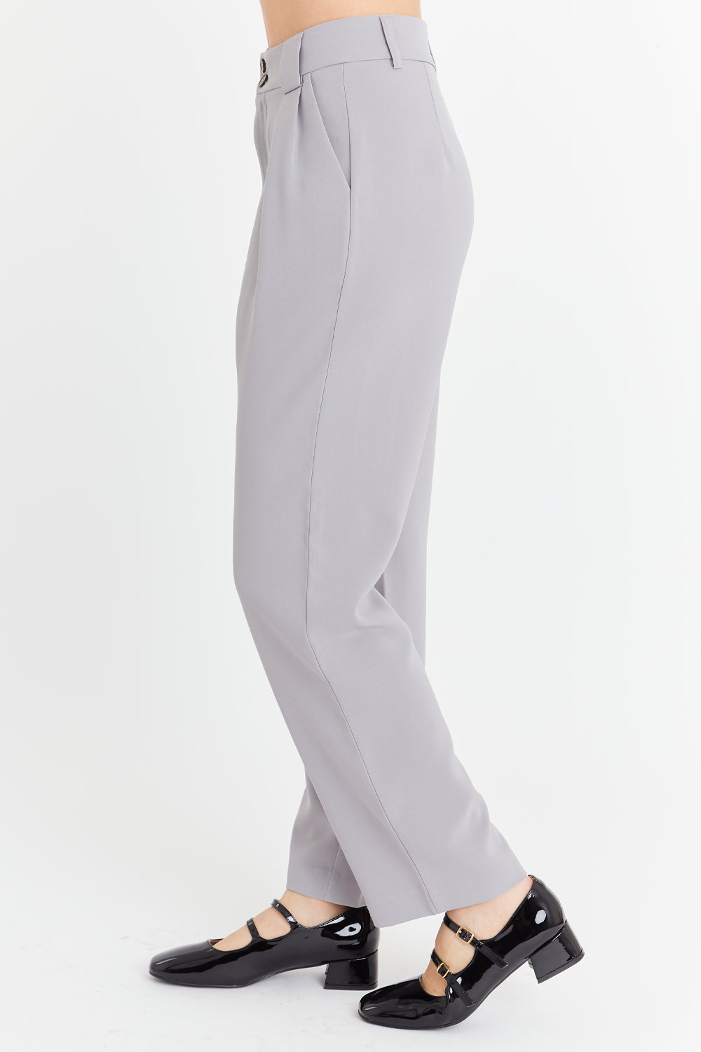 Pantalón Básico Pierna Ancha Gris Nicopoly