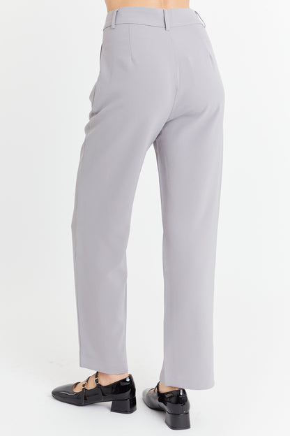 Pantalón Básico Pierna Ancha Gris Nicopoly