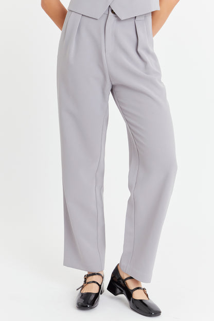 Pantalón Básico Pierna Ancha Gris Nicopoly