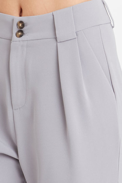 Pantalón Básico Pierna Ancha Gris Nicopoly