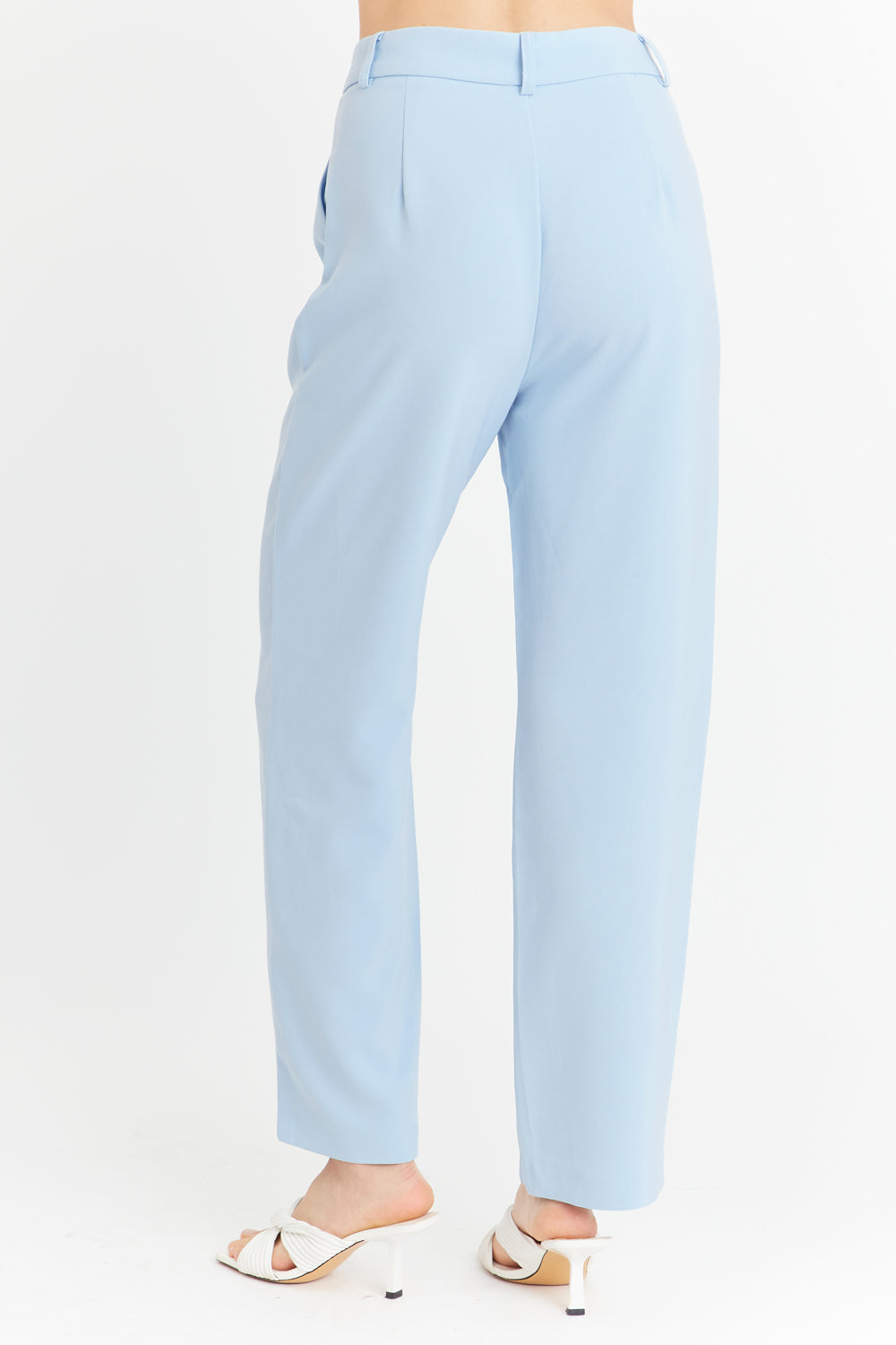 Pantalón Con Pinzas Recto Celeste