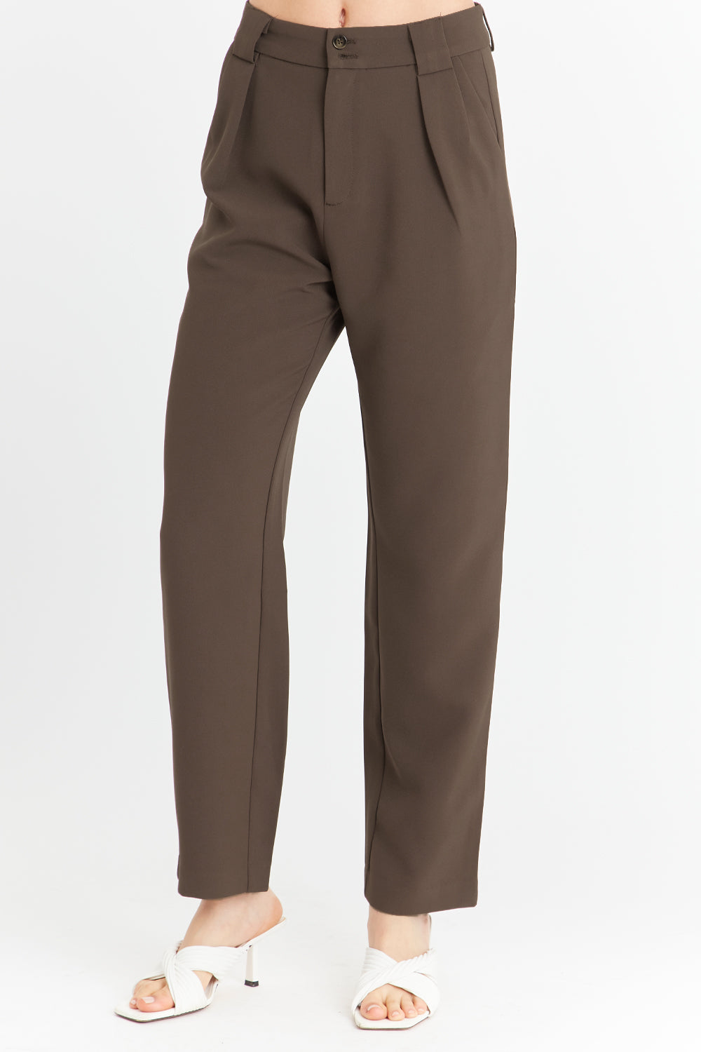 Pantalón Básico Pierna Ancha Marrón Nicopoly