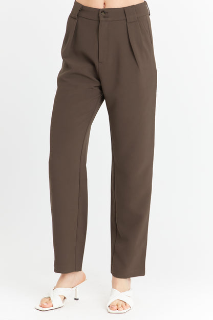 Pantalón Básico Pierna Ancha Marrón Nicopoly