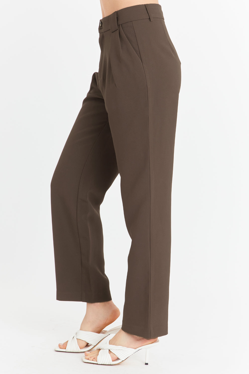 Pantalón Básico Pierna Ancha Marrón Nicopoly