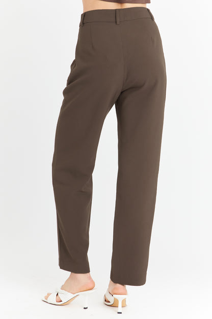 Pantalón Básico Pierna Ancha Marrón Nicopoly