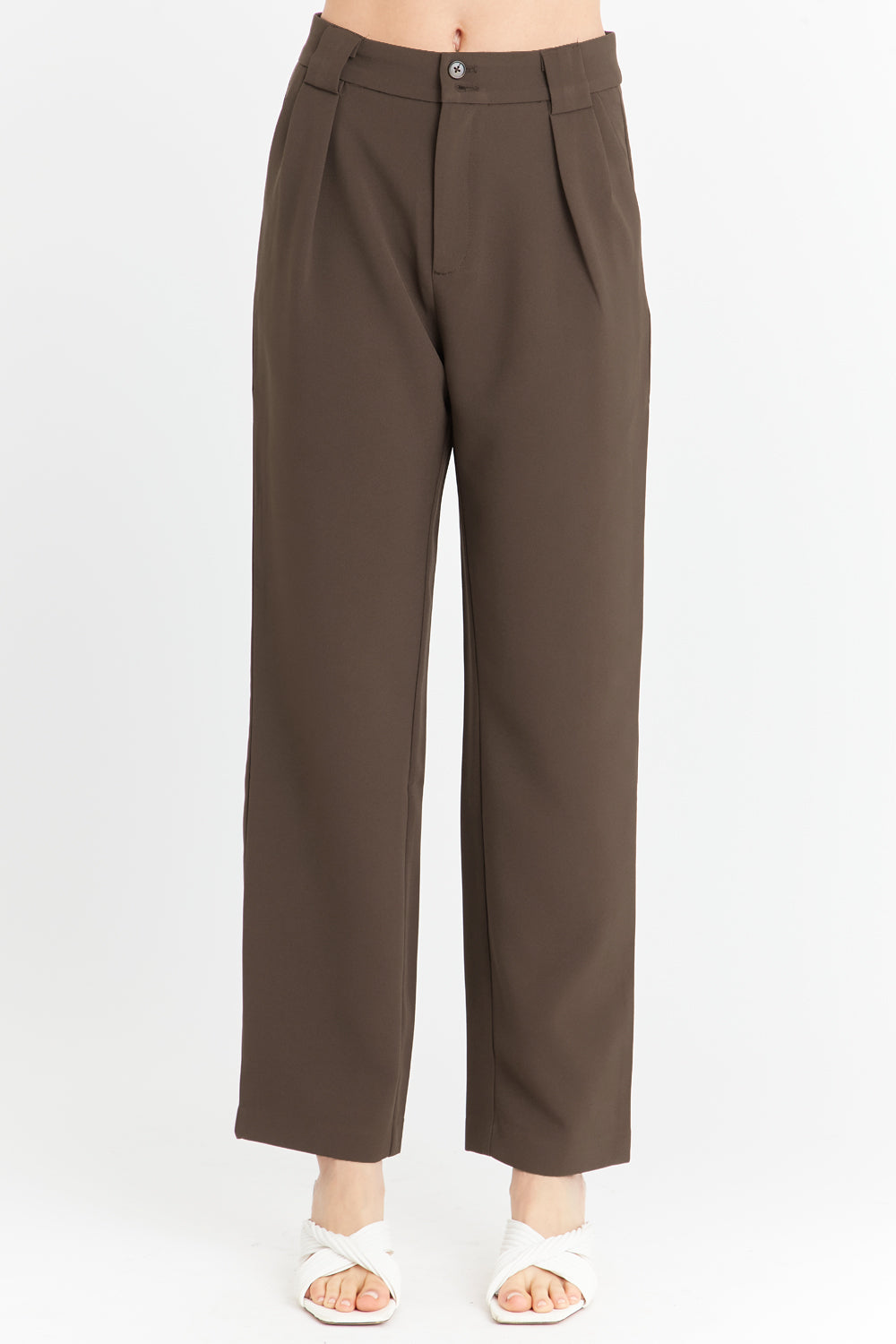 Pantalón Básico Pierna Ancha Marrón Nicopoly