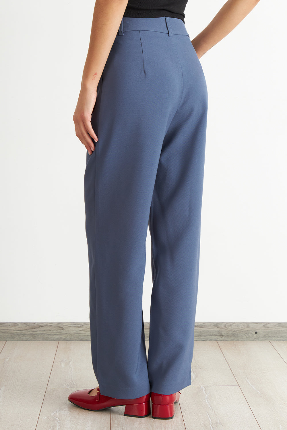 Pantalón Recto Con Pinza Azul
