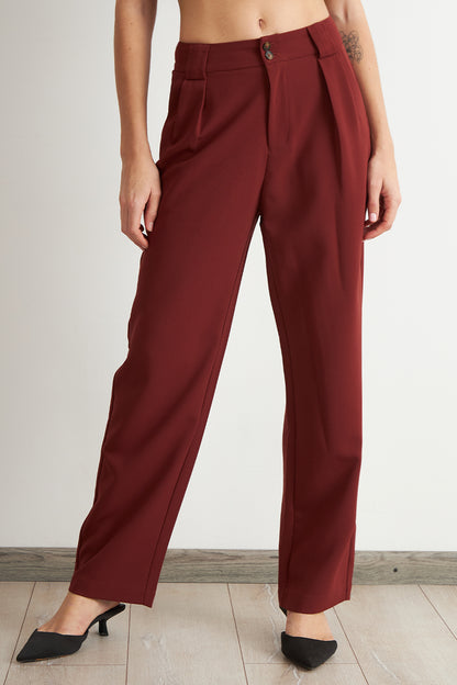 Pantalón Recto Con Pinza Óxido