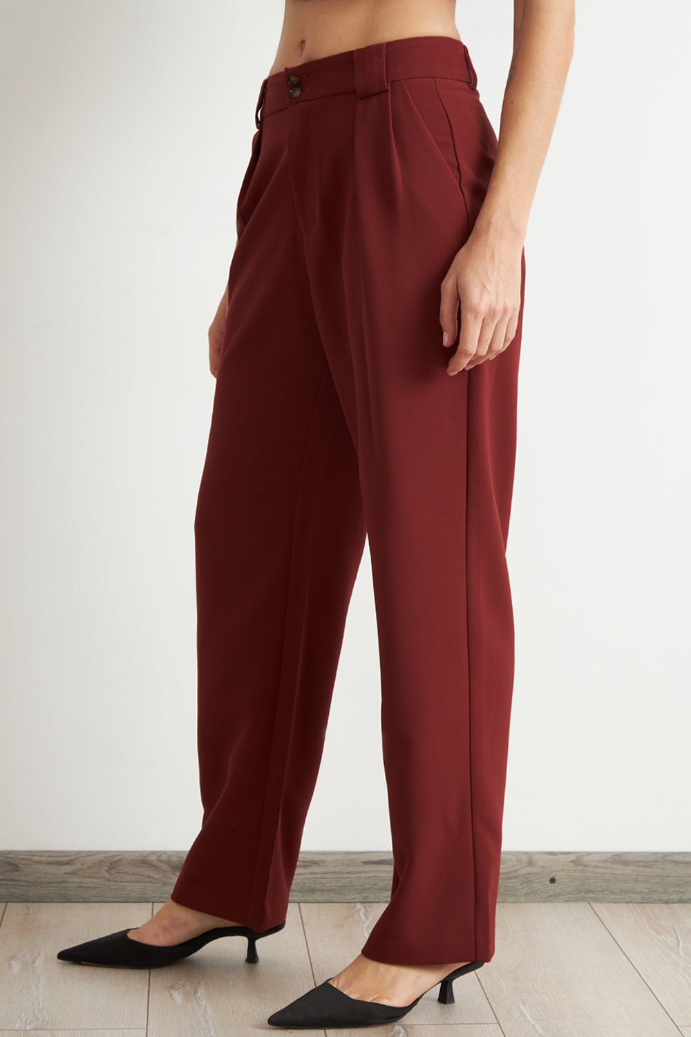 Pantalón Recto Con Pinza Óxido