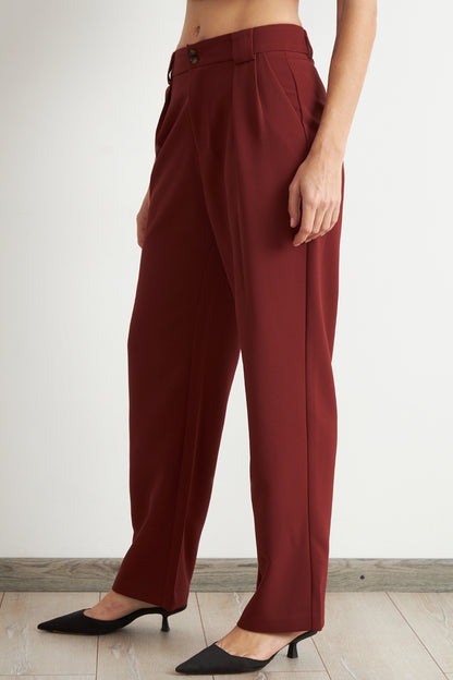 Pantalón Recto Con Pinza Óxido