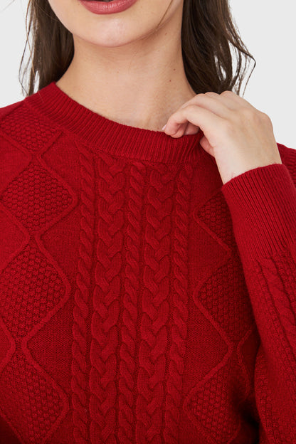 Sweater Punto Trenzado Rojo