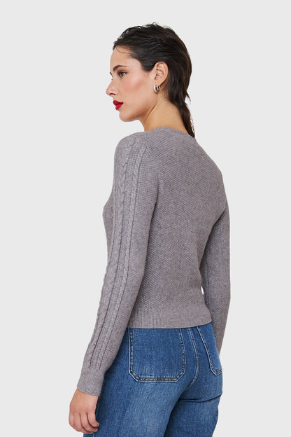 Sweater Punto Trenzado Gris