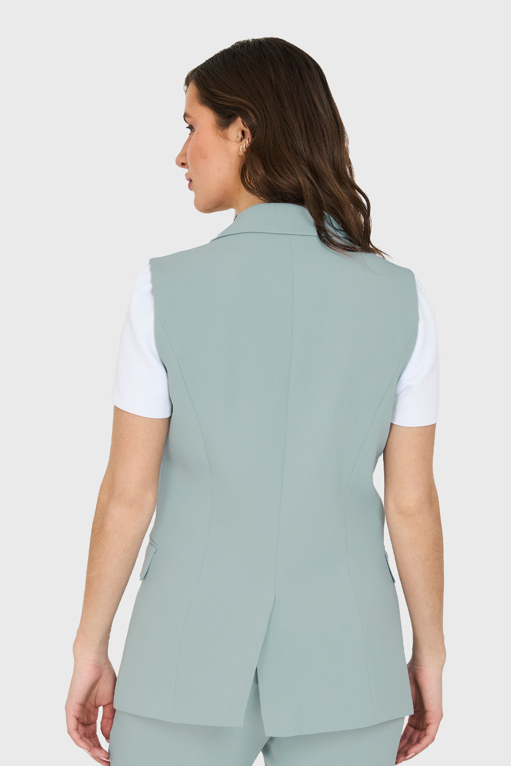Blazer Sin Mangas Bolsillos Celeste