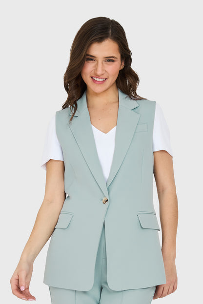 Blazer Sin Mangas Bolsillos Celeste