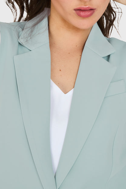 Blazer Sin Mangas Bolsillos Celeste