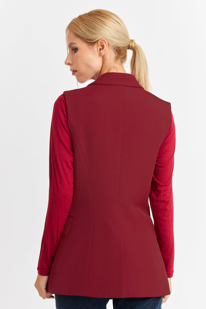 Blazer Sin Mangas Botón Burdeos