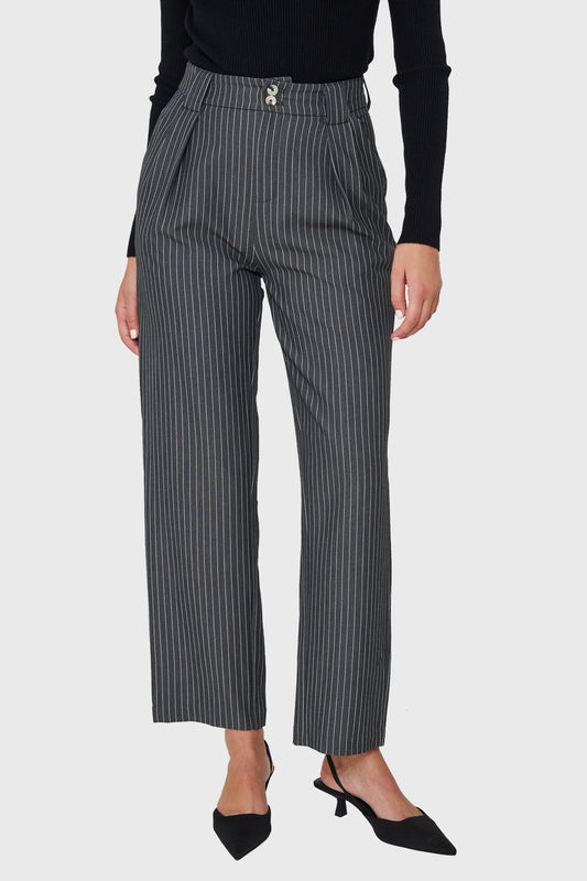 Pantalón De Vestir Rayas Gris