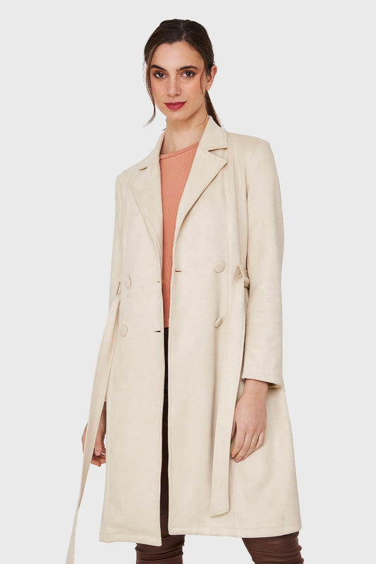 Trench Lazo Tipo Gamuza Beige