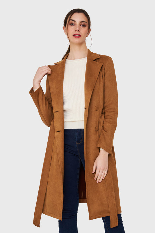 Trench Lazo Tipo Gamuza Café