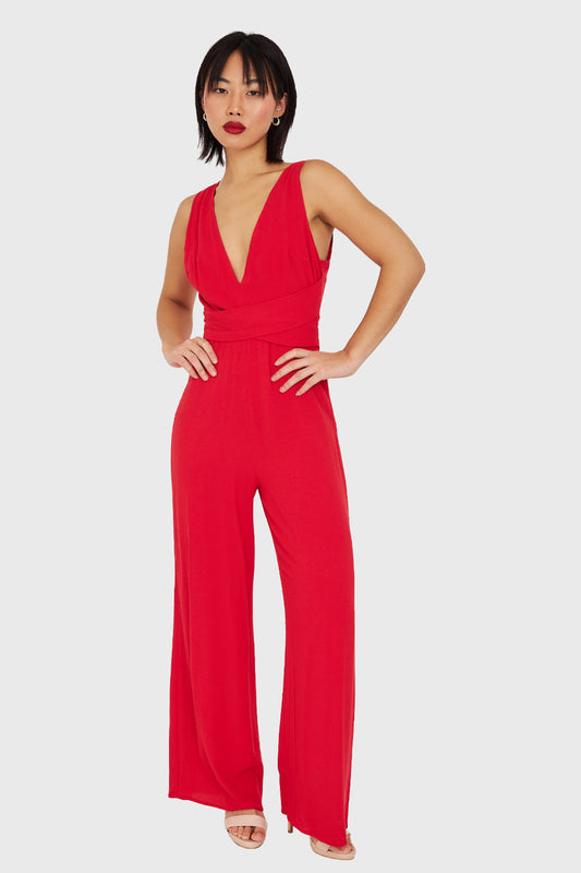 Enterito Escote V y Lazo Rojo