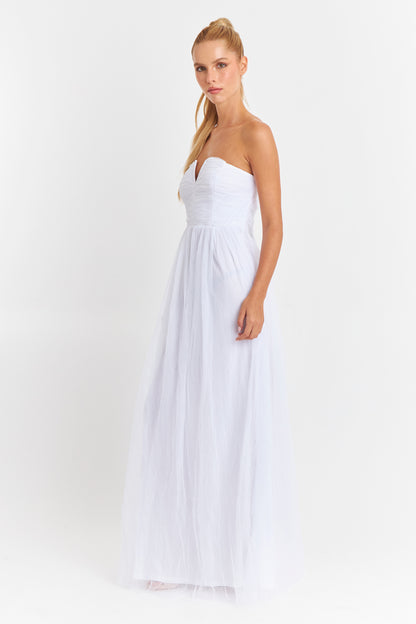 Vestido Strapless y Escote V Blanco