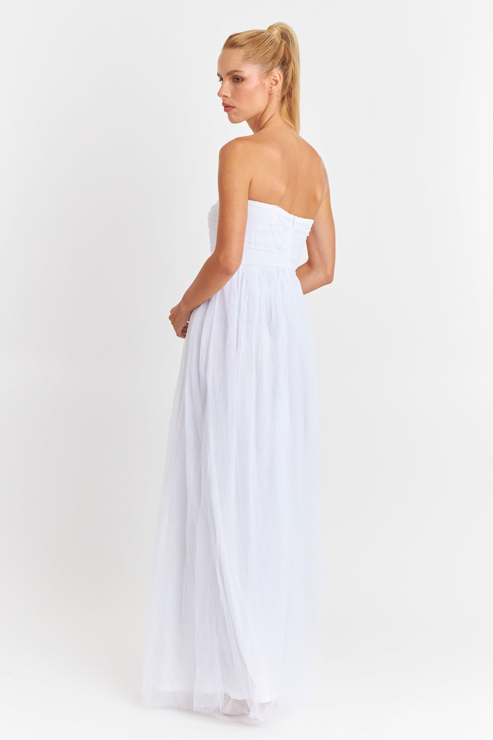 Vestido Strapless y Escote V Blanco