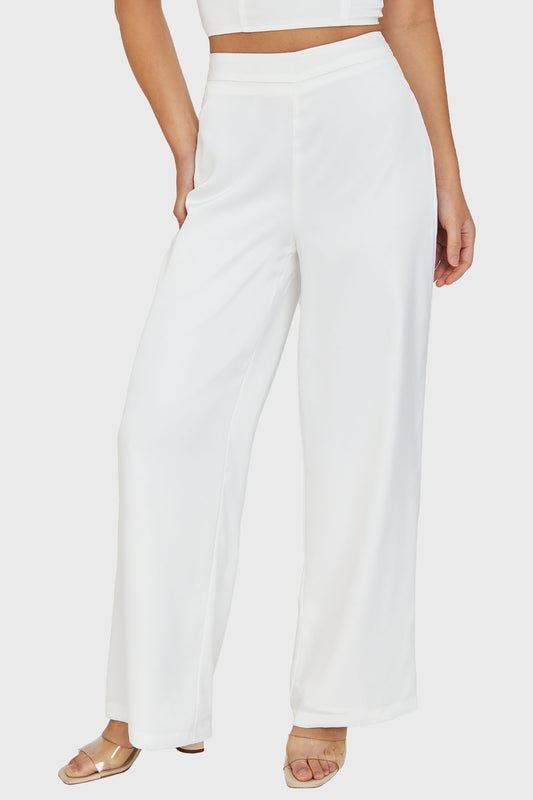 Pantalón Tipo Satín Blanco