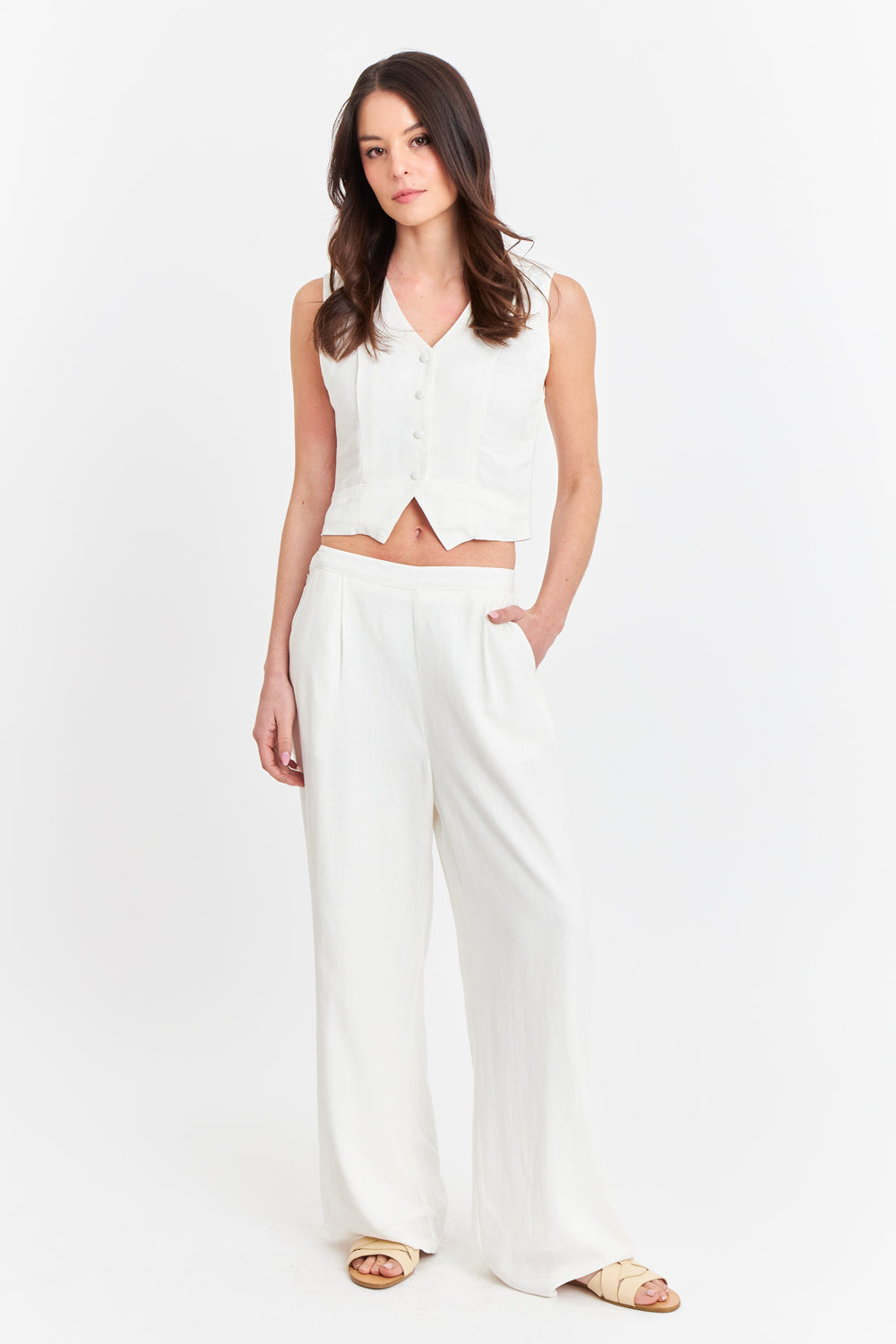 Gilet Mezcla Lino Blanco