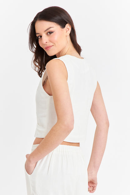 Gilet Mezcla Lino Blanco