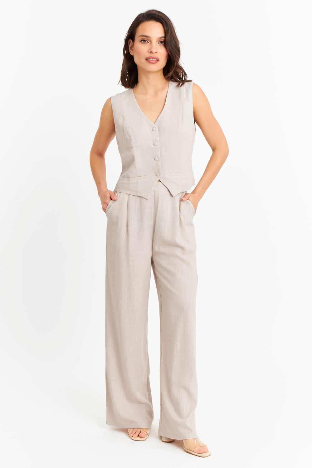 Gilet Mezcla Lino Khaki