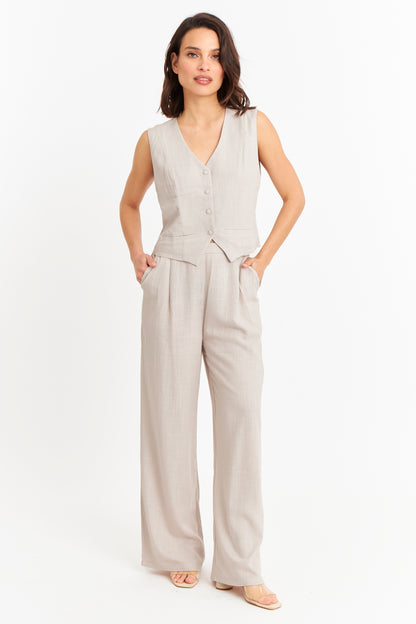 Gilet Mezcla Lino Khaki