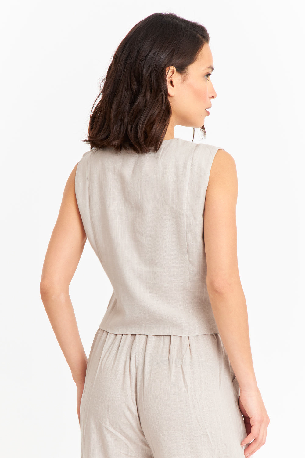 Gilet Mezcla Lino Khaki