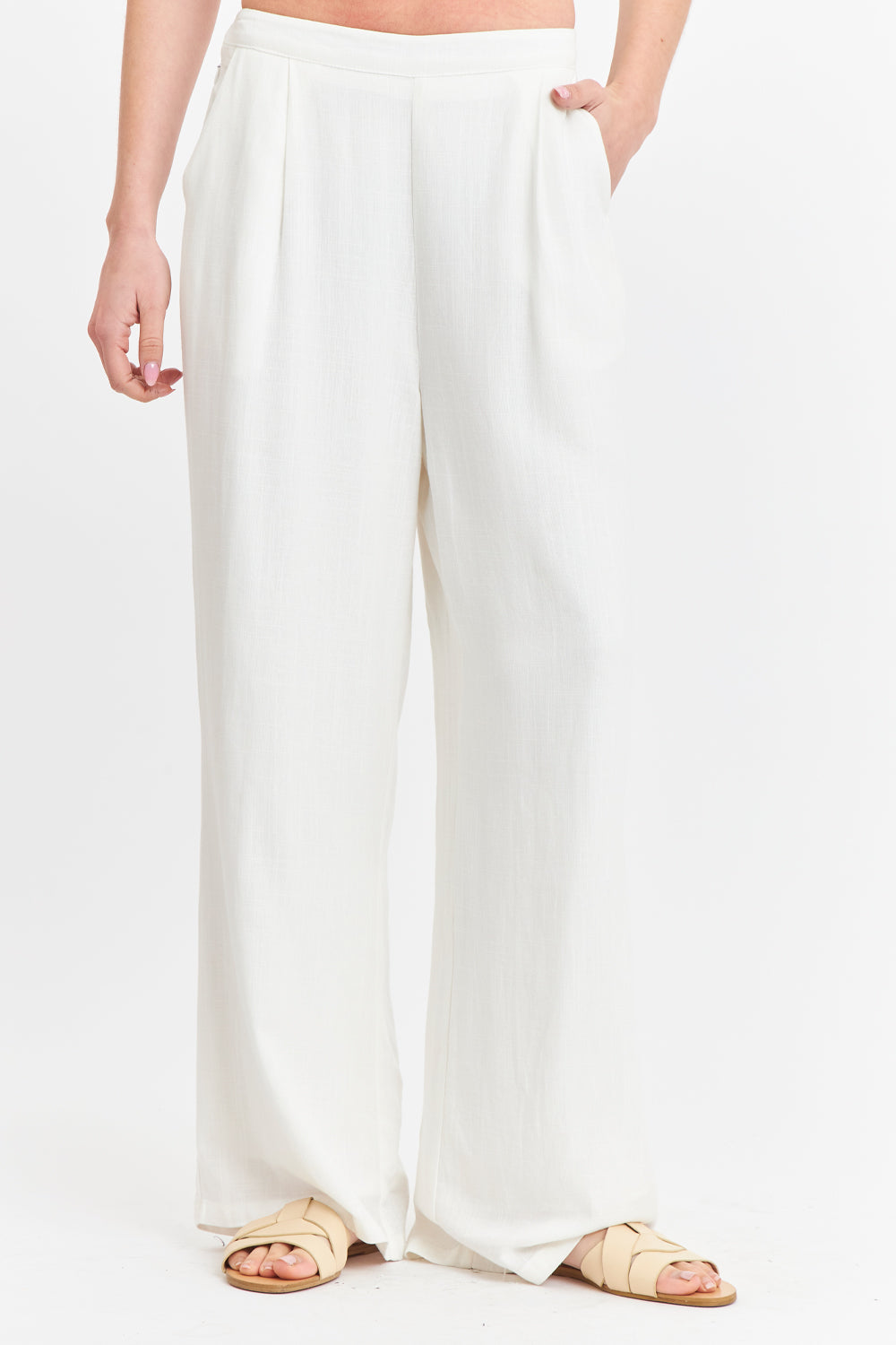 Pantalón Mezcla Lino Blanco