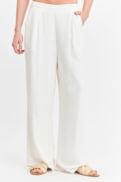 Pantalón Mezcla Lino Blanco
