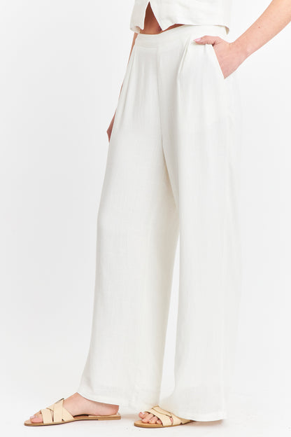 Pantalón Mezcla Lino Blanco