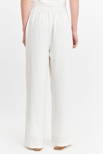 Pantalón Mezcla Lino Blanco