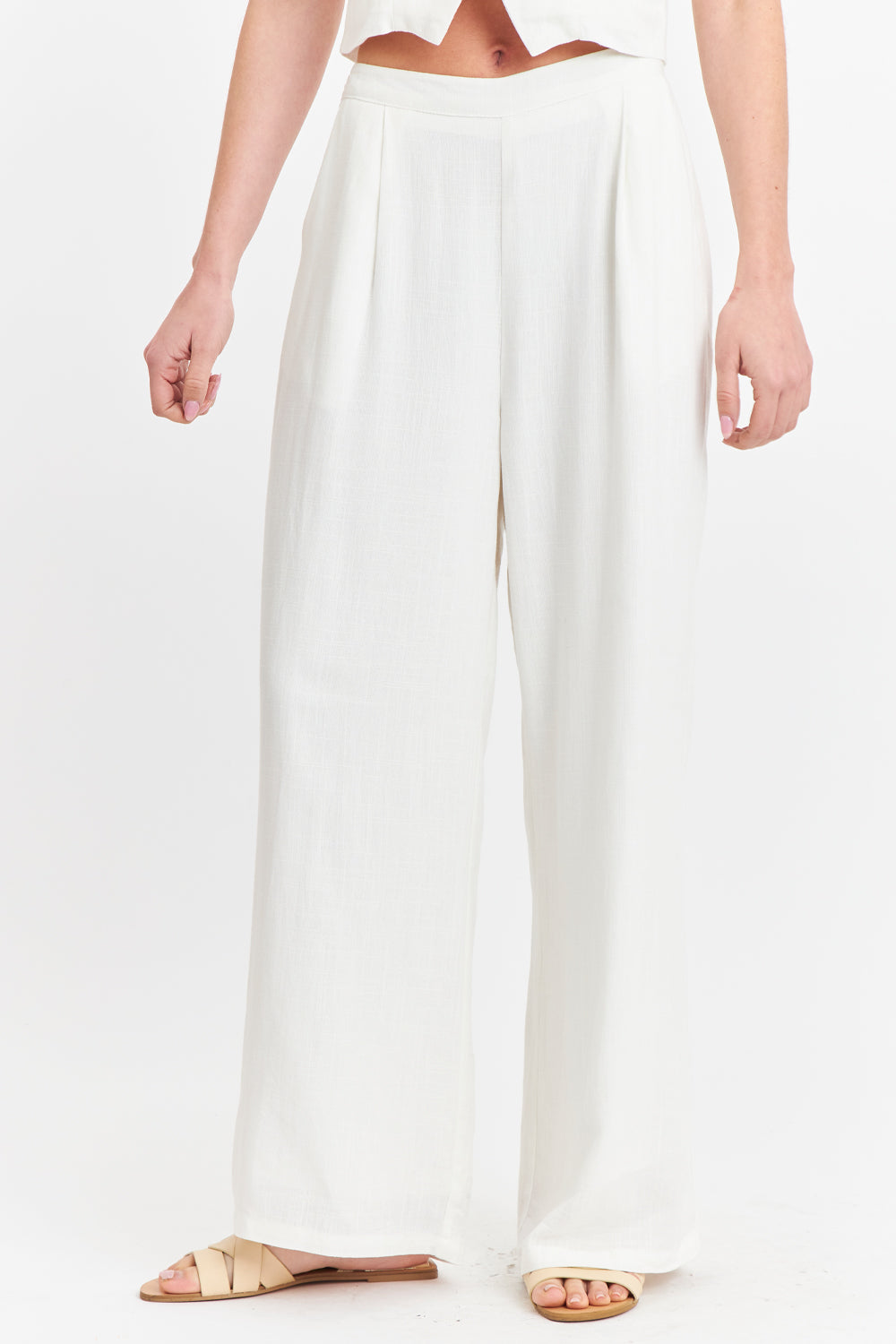 Pantalón Mezcla Lino Blanco