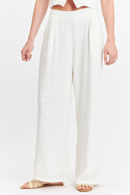 Pantalón Mezcla Lino Blanco